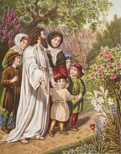 The Interpreter with the Pilgrims in the garden, illustration from 